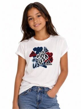 Adidas Go USA Girl's Graphic T-Shirt Size XL (16)